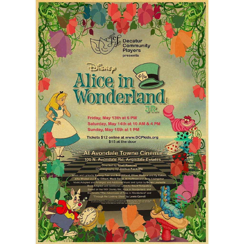 Poster Stiker Dinding Film Alice In Wonderland Gaya Retro Vintage Untuk Dekorasi Rumah