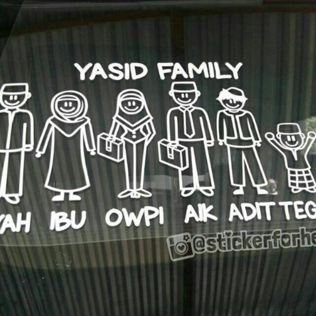 Stiker Custom Decal Happy Family Keluarga Muslim untuk Mobil Kesayangan