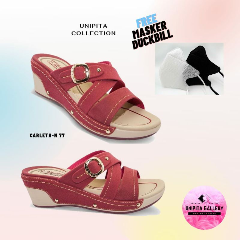 Homyped Carleta N77 Marun Sandal Wedges Wanita