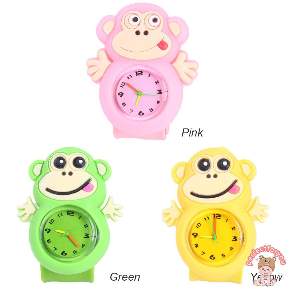 Jam Tangan Quartz Analog Dial Bulat Gambar Kartun Monyet Lucu Untuk Hadiah