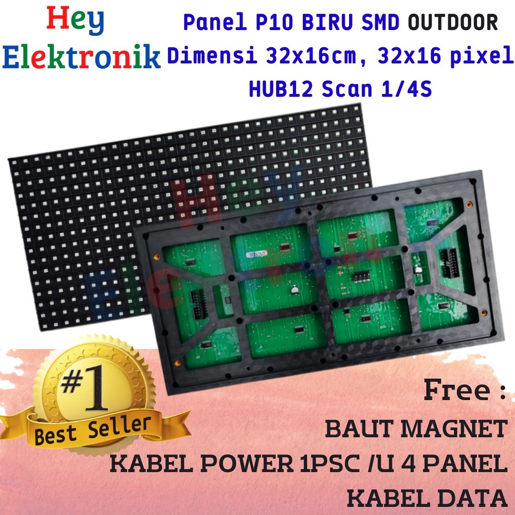 Panel module modul Led P10 Running tex SMD Biru Full Outdoor