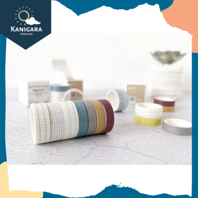 

3-4 Rolls Color Grid Washi Tape Premium Selotip Scrapbook - KG003