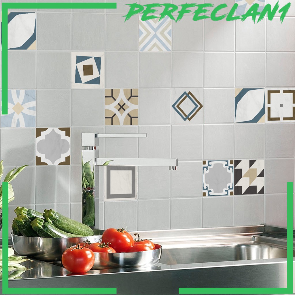 12 Pieces Retro Mosaic Wall Tiles Stickers Kitchen Bathroom Tile Decals Shopee Indonesia