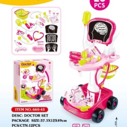 

mainan doctor medical playset trolly / dokter playset 660-43 - Biru Muda Diskon