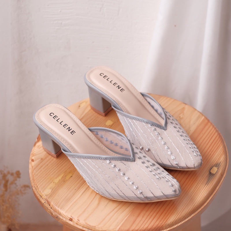 Cellene • IRISH Lace Heels 37-42 | Wedding Shoes Brukat Lace 5cm Wisuda Lamaran-Grey
