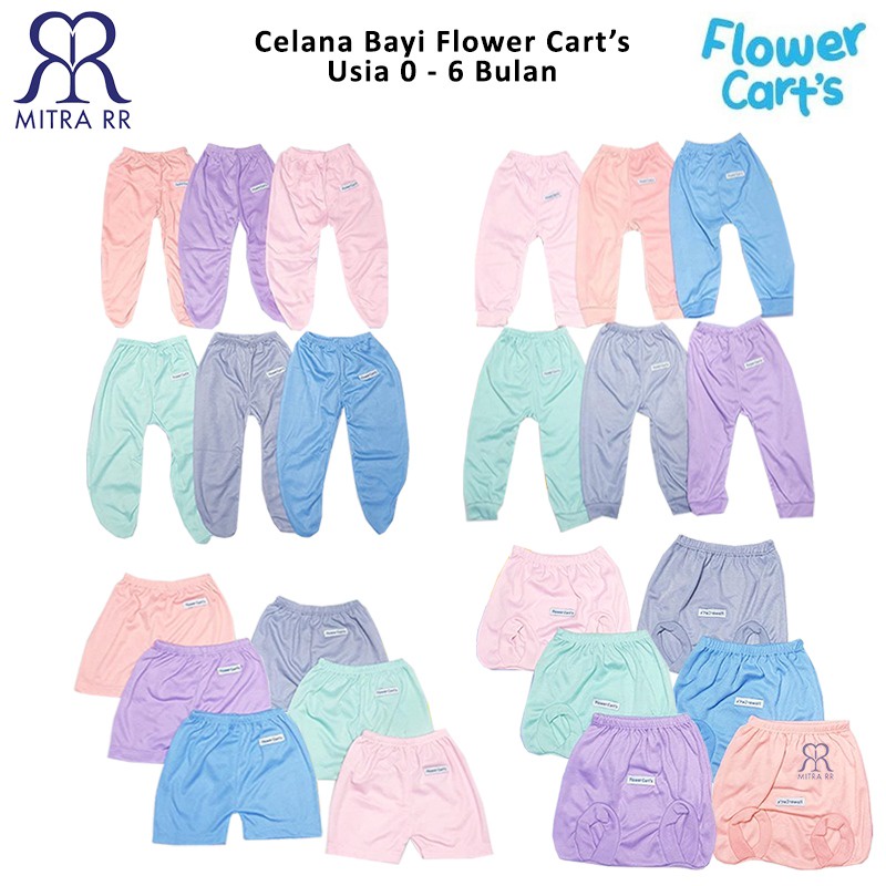 Flower Cart’s Celana Bayi Newborn 0-6 Bulan - Celana Bayi Panjang Pendek Polos Satuan/Grosir