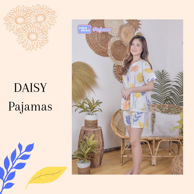 Baju tidur wanita Daisy Pj set  motif bunga bahan katun jepang
