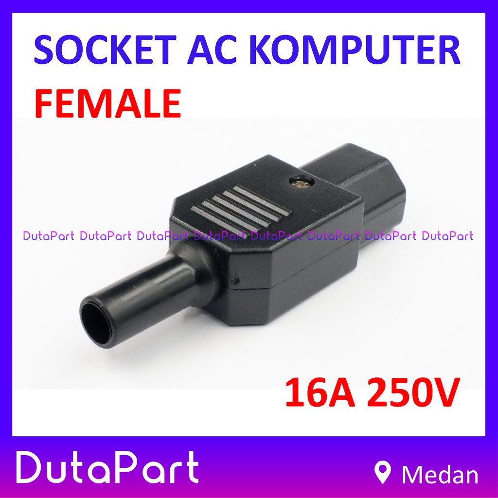 Socket AC FEMALE Komputer PC CPU Colokkan Jack Betina Power 16A 250VAC