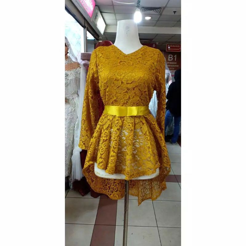 ( HANYA ATASAN ) KEBAYA DEWI BROKAT / KEBAYA AURORA BROKAT MODERN / HIJAU BOTOL / GOLD / MAROON / DUSTY / NAVY / SILVER-3