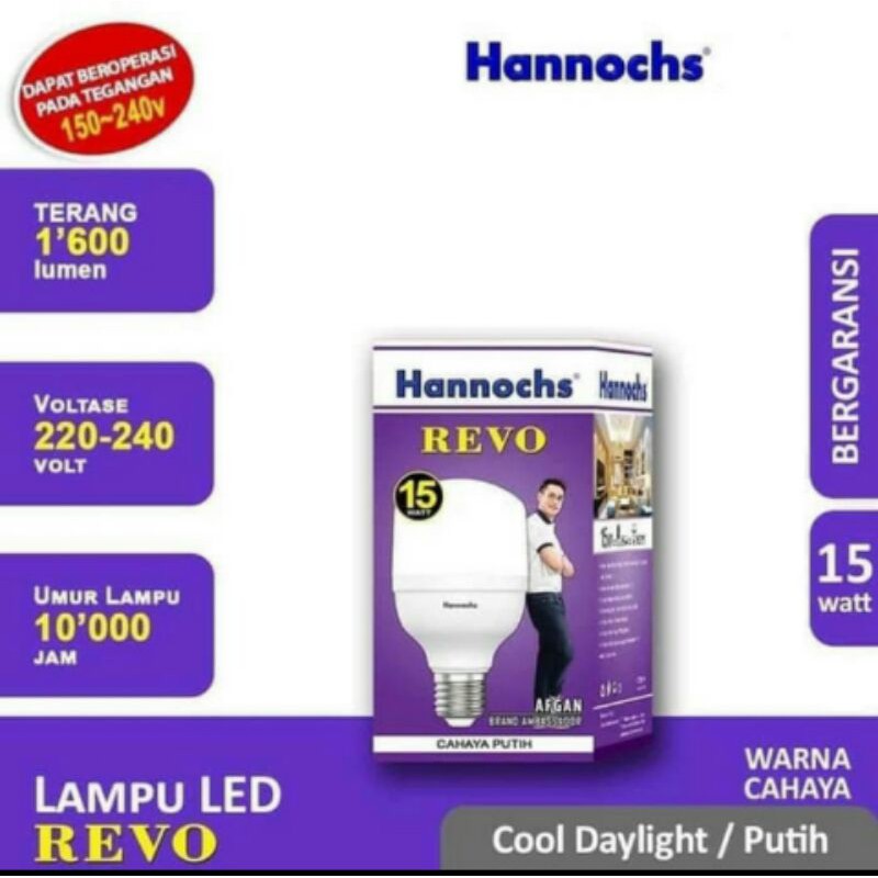 LAMPU LED HANNOCHS REVO 15 WATT/COOLDAYLIGH/GARANSI 1 TAHUN