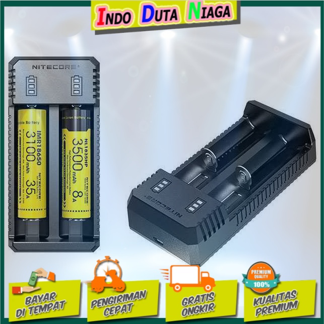 NITECORE Charger Baterai Universal 2 Slot for Li-ion &amp; NiMH - UI2