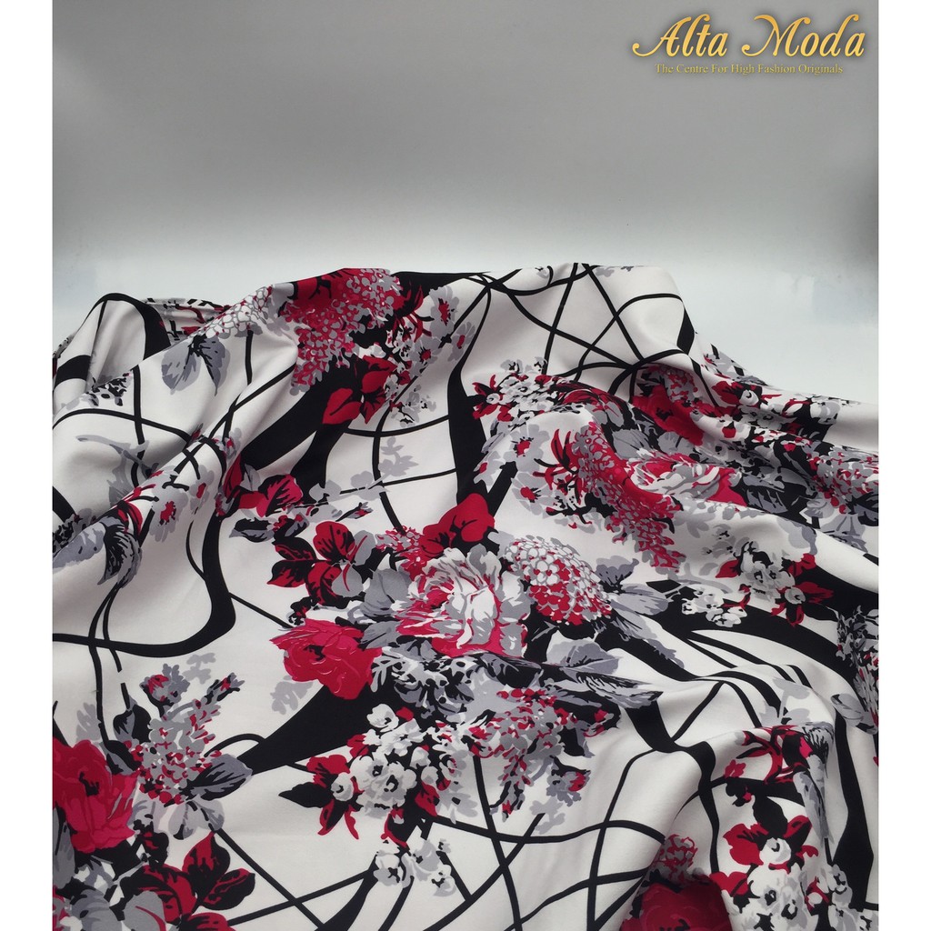 

Alta Moda Katun Motif Fancy Floral Monochrome - Red Kain Premium (1M)