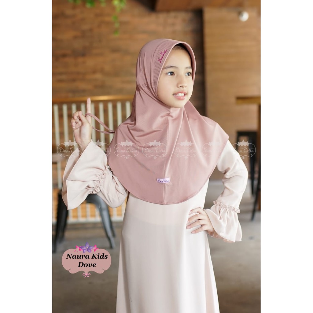 LINALIVIA HIJAB TERLARIS JILBAB BERGO INSTANT ANAK STYLE MUSLIM WANITA OOTD COUPLE NAURA KID NAVY