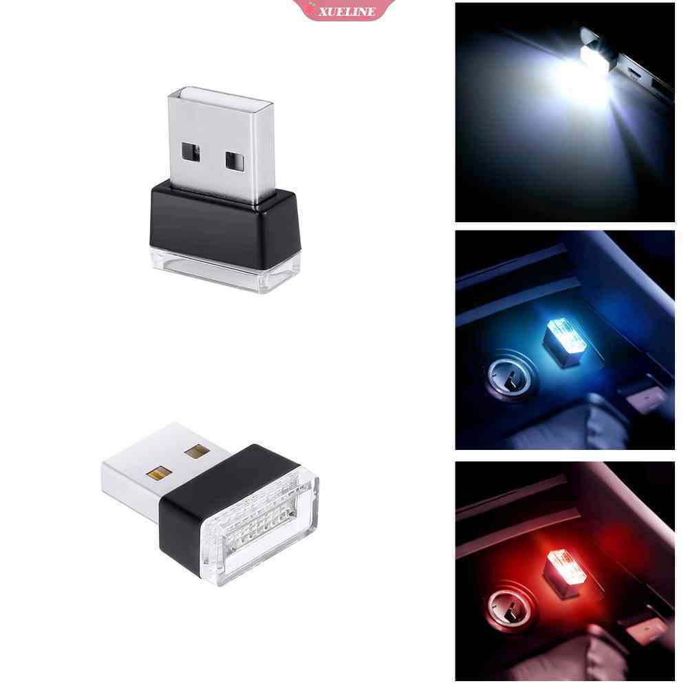 Lampu Neon LED Mini USB 5V Warna Putih Merah Untuk Dekorasi Interior Mobil