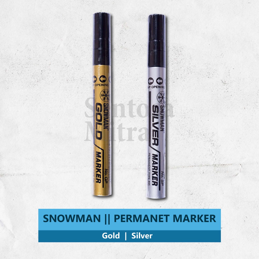 

Spidol Permanent Marker Snowman Gold , Silver , White Warna Emas , Perak , Putih murah