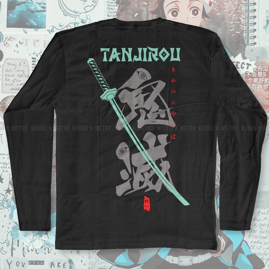 Longsleeve Tanjiro Katana Black Anime Manga Demon Slayer Kimetsu No Yaiba Premium Unisex