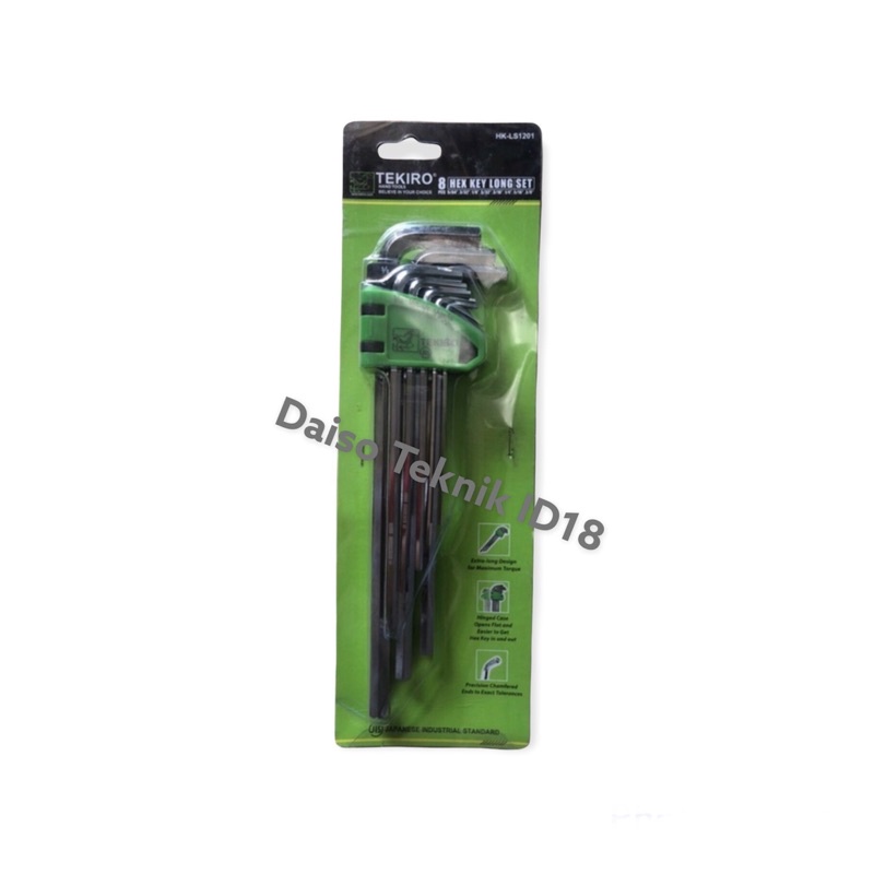 TEKIRO KUNCI L PANJANG 5/64 - 3/8 INCH HEX KEY LONG SET TEKIRO INCH