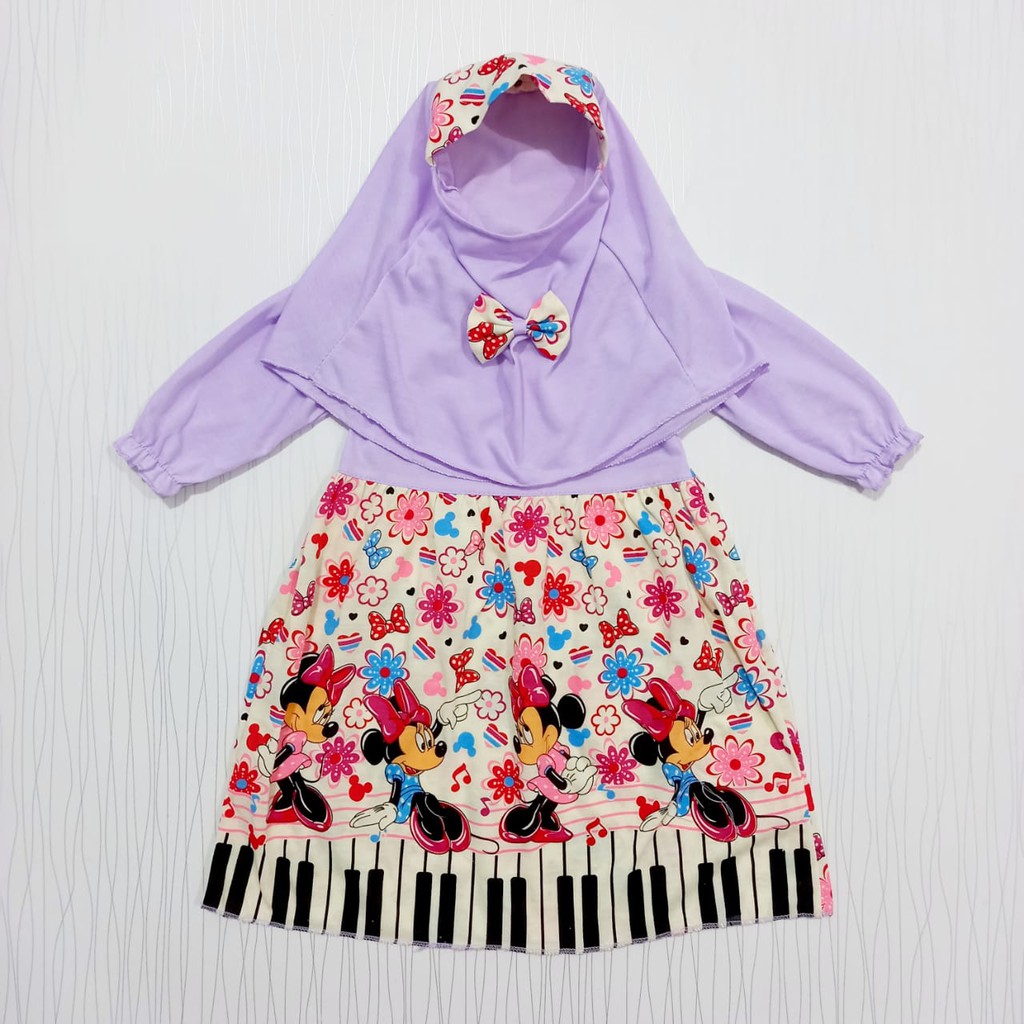 COD  gamis anak perempuan karakter baby alicia dress muslim dan hijab