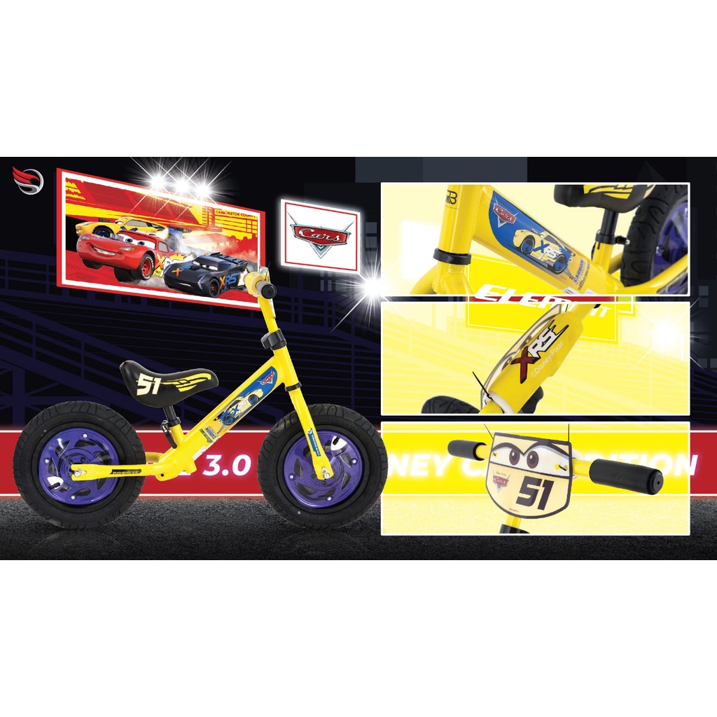 Instan Sepeda Anak Pushbike Element 3.0 Air Edisi Disney Cars Frame Hi Teen Steel Ban hidup Pompa SNI-2