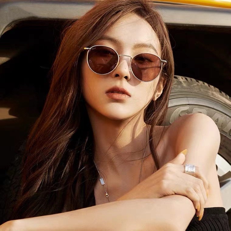 Korean Ulzzang Retro Bulat Wanita Kacamata Hitam Sunglasses