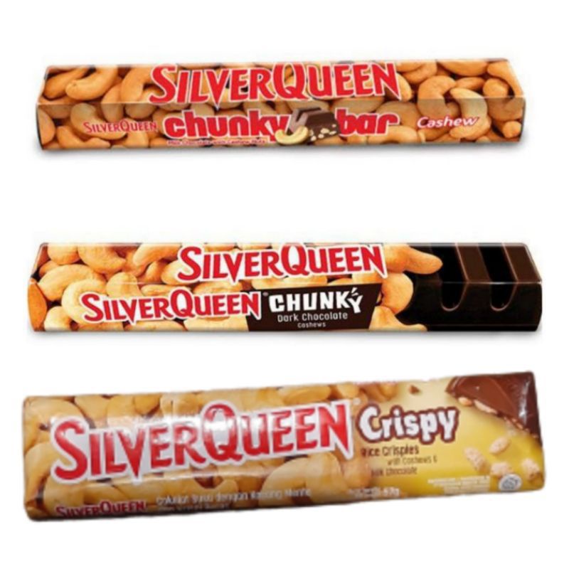 

SilverQueen Almond - 65g, SilverQueen Crispy 57g & SilverQueen Chunky Bar Almond - 100g