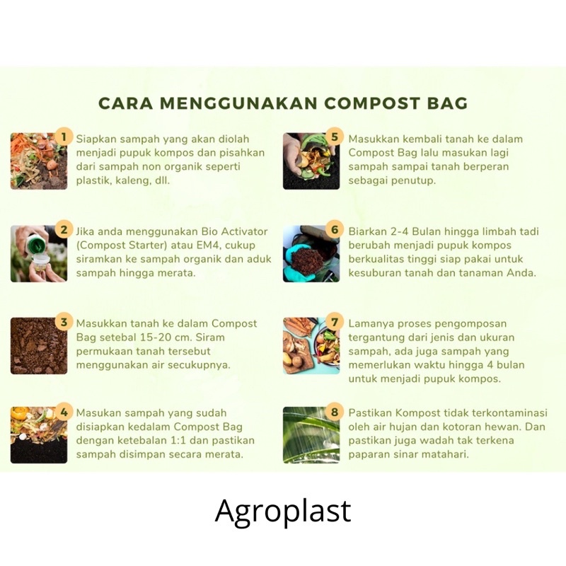 Compost Bag Eco Pack Tas Kompos Pengolah Sampah Organik Menjadi Pupuk Ukuran S(50Liter) M(80Liter) L(200Liter) Planter Bag Compost