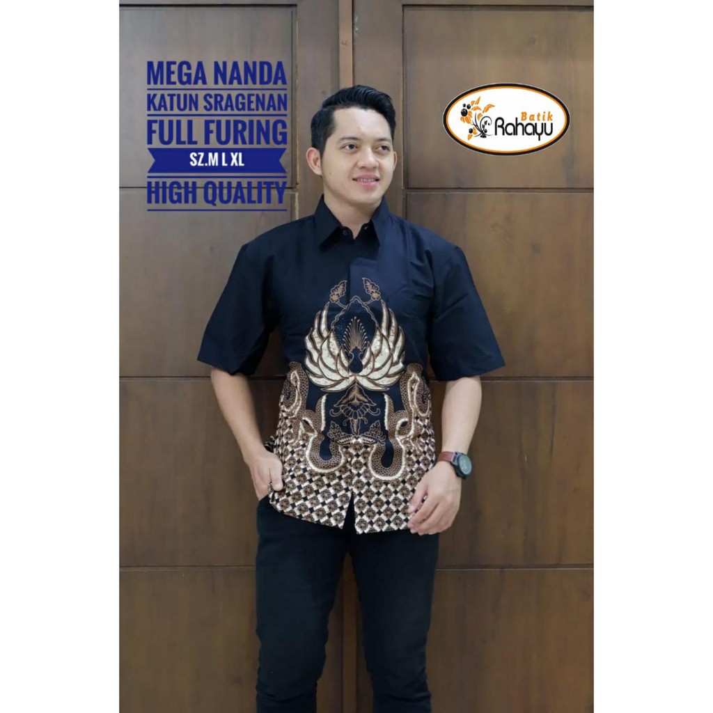 MEGA NANDA Kemeja Batik Pria Katun Sragenan Full Furing