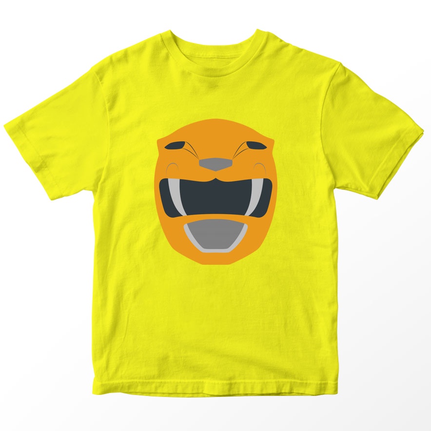 Kaos Power Rangers Anak Helm Ranger Kuning Yellow Helmet, Warna Kuning Umur 1-10 Tahun