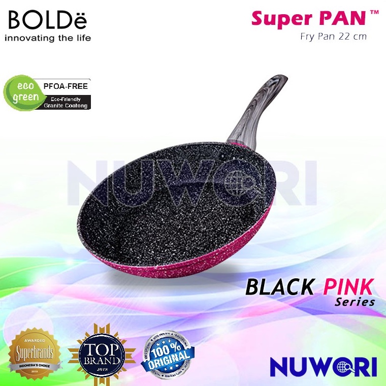 Frypan 22 cm BOLDe Super PAN Black Pink Series Granit Coating
