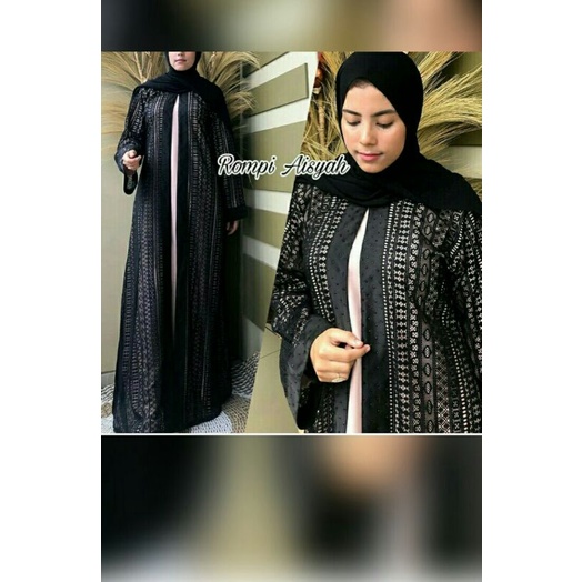 Abaya hitam rompi aisyah