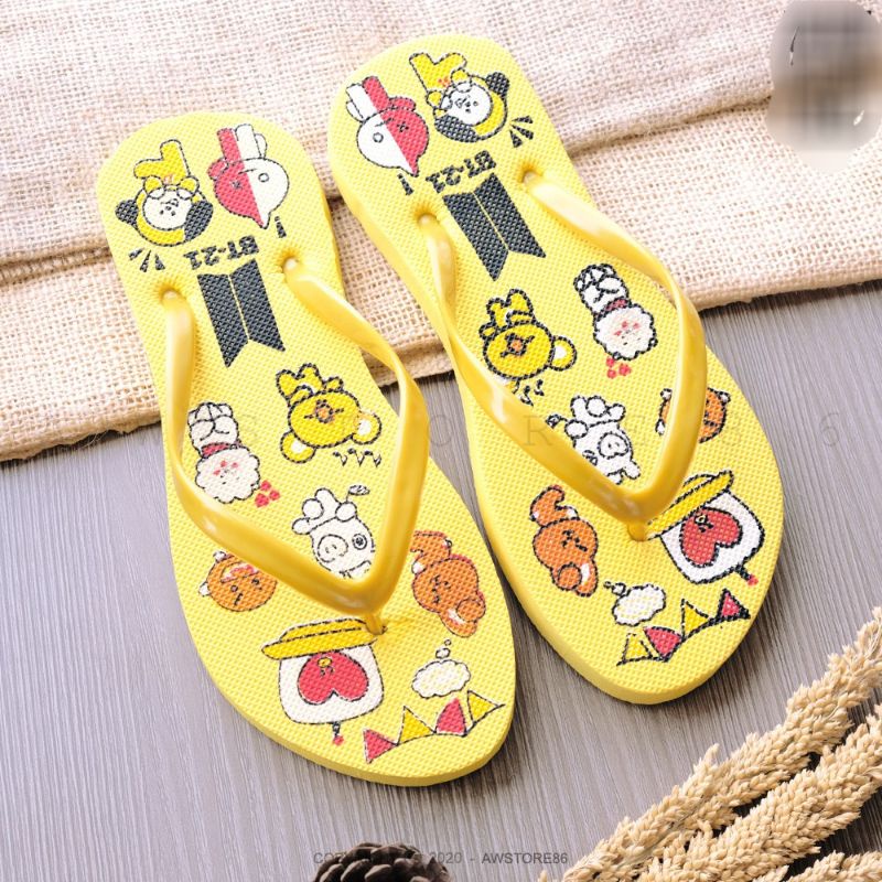 Sandal BTS BT21 Sendal Jepit Wanita Karakter