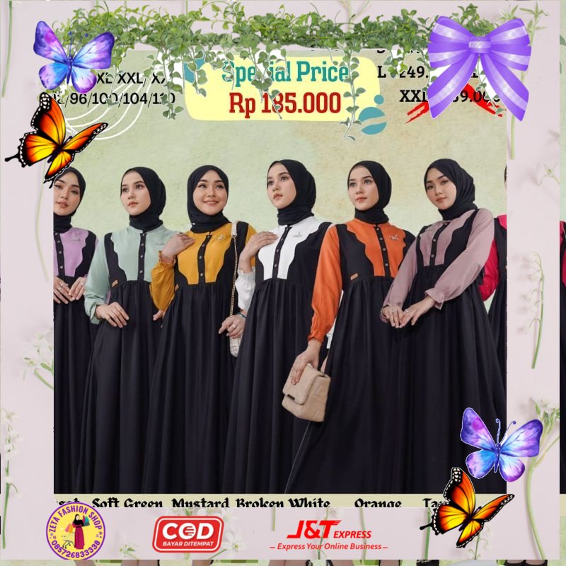 BAYAR COD QAMARA MIDI DRESS ORI BY NADHERA LUXURY BAJU GAMIS DRESS TERBARU TERLARIS TERKINI MODERN