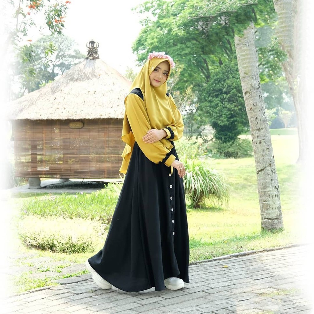 FMOS Mecca Gamis Syari Size S M L XL Fashion Muslim Gamis Terbaru 2021-5
