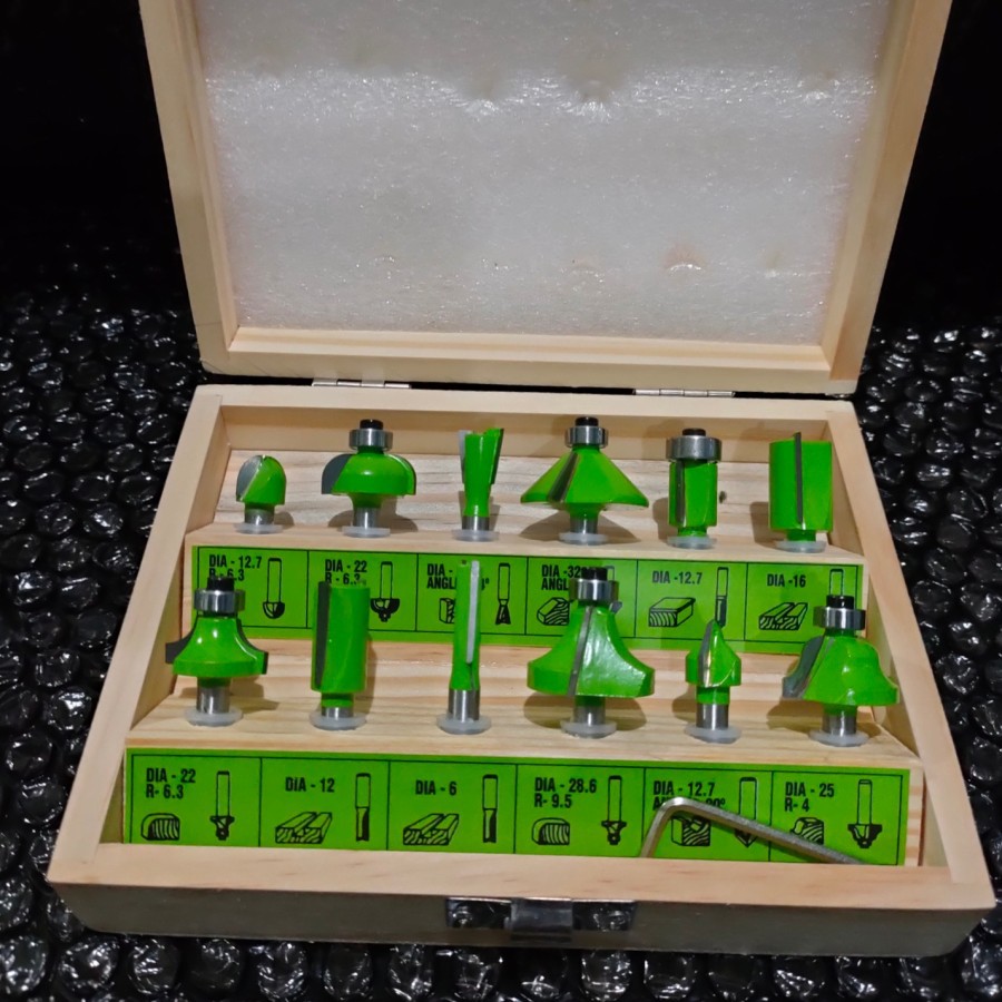 Mata Router Profil Bit Set 12 Pcs - Mata Trimmer Bit RYU