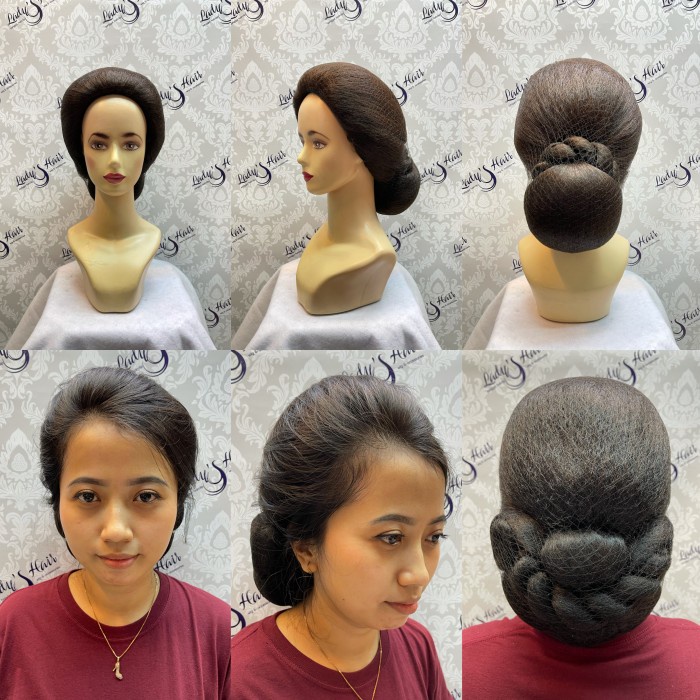 Wig sanggul full satu kepala langsung jadi bisa untuk perawatan kemo