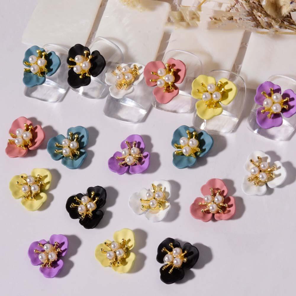 Mxbeauty Perhiasan Bunga Nail Art Jepang Manicure Aksesoris Tiga Kelopak Bunga DIY Desain Nail Art