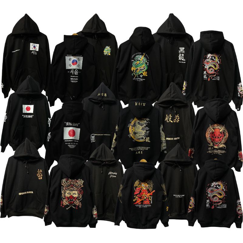 JAKET HOODIE MEMPHISORIGINS JAPANESE ART HITAM
