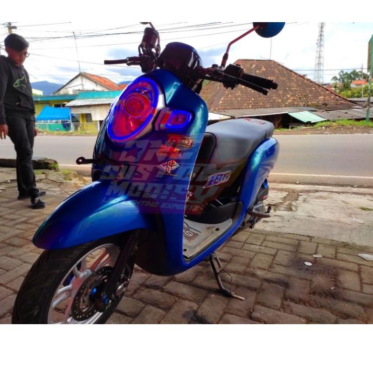 Model Baru.. LAMPU LED ALIS SCOOPY DONAT BONUS DEVIL EYES LAMPU SENJA SEIN VARIASI LAMPU DEPAN SCOOP