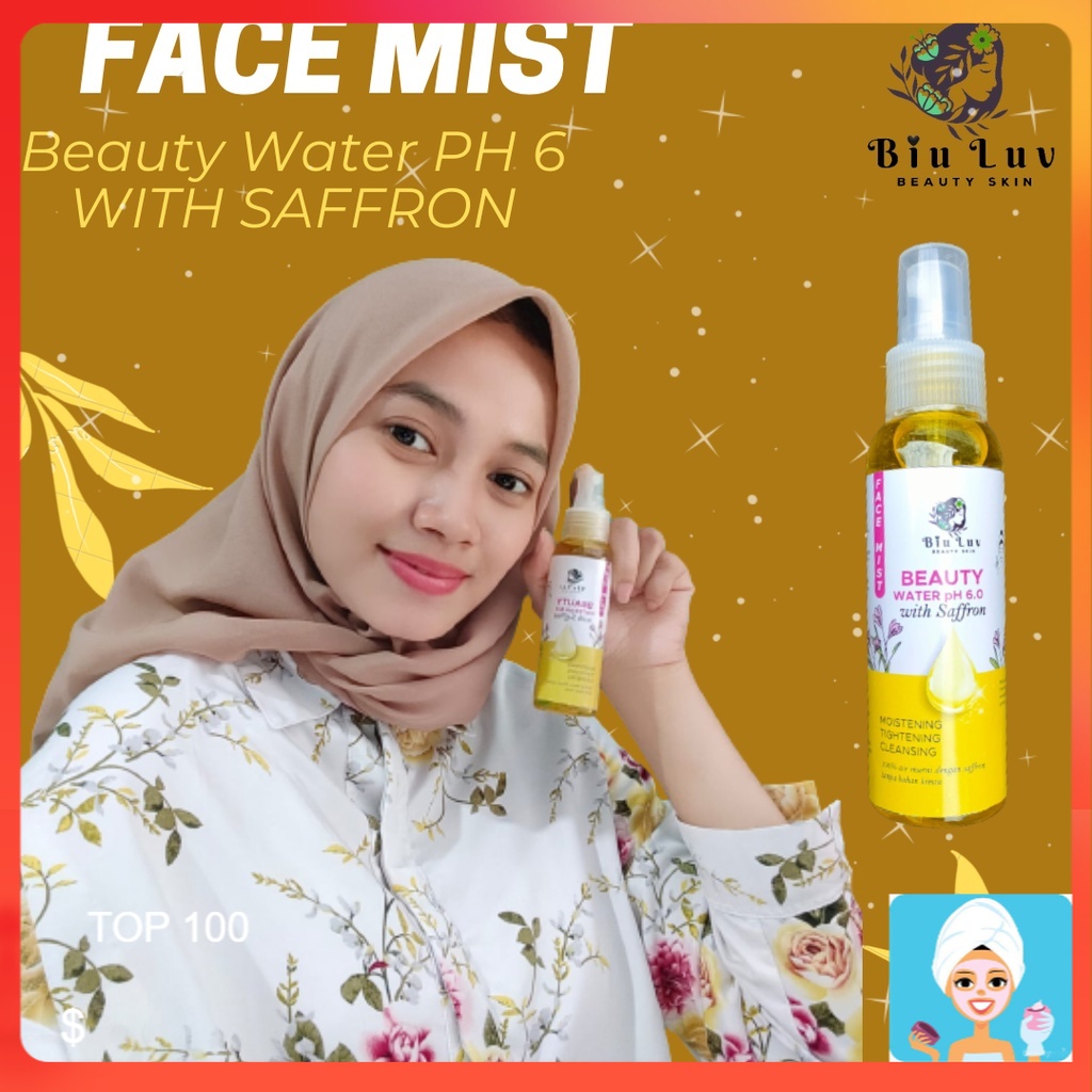 [ML] FACE MIST BEAUTY WATER PH 6 WITH SAFFRON BY BIU LUV 100 ML FACEMIST TONER BIULUV BRIGHTENING AN