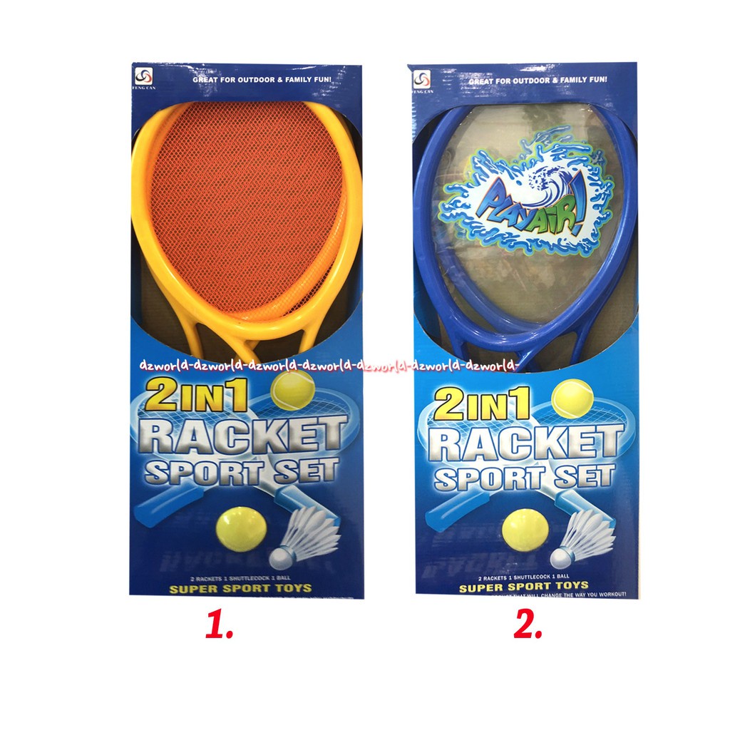 2 In 1 Racket Sport Set Raket Plastik Bening 2Pcs Bermain Bersama Keluarga