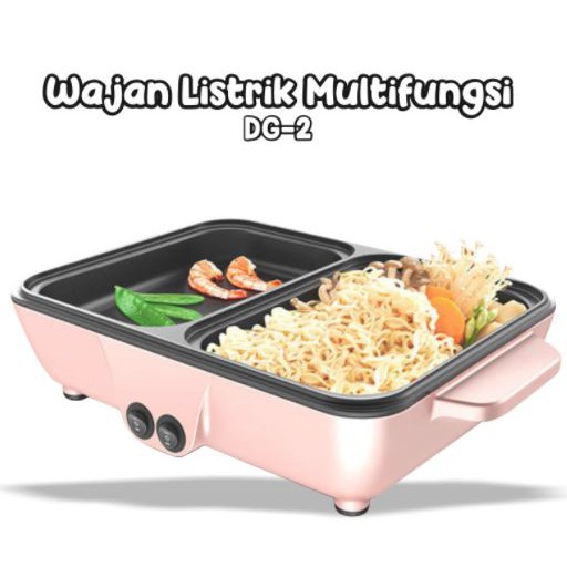 Electric Pot Steamboat &amp; Grill Pan Bbq Shabu Elektrik Peralatan Masak Penggorengan Pemanggang Listrik-Alat Panggang Serbaguna