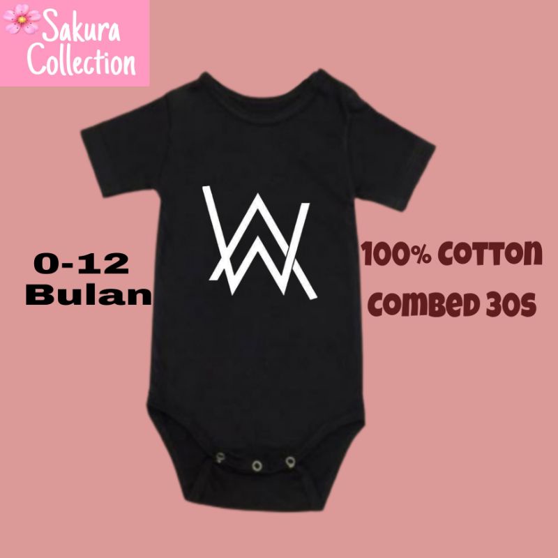 Kaos baju bayi jumper baby kids pendek viral logo tulisan Band ALAN WALKER musik rock pop lucu usia 0 1 2 3 4 5 6 7 8 9 10 11 12 bulan sampai umur 1 tahun adem jumpsuit babysuit romper bodysuit little anak kecil  laki laki perempuan unisex nyaman lembut