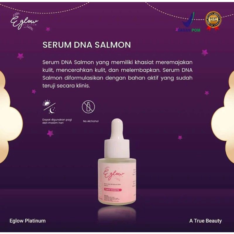 (3 serum eglow) DNA SALMON SERUM EGLOW PLATINUM E GLOW VITAMIN SERUM WAJAH BPOM serum acne baru Eglo