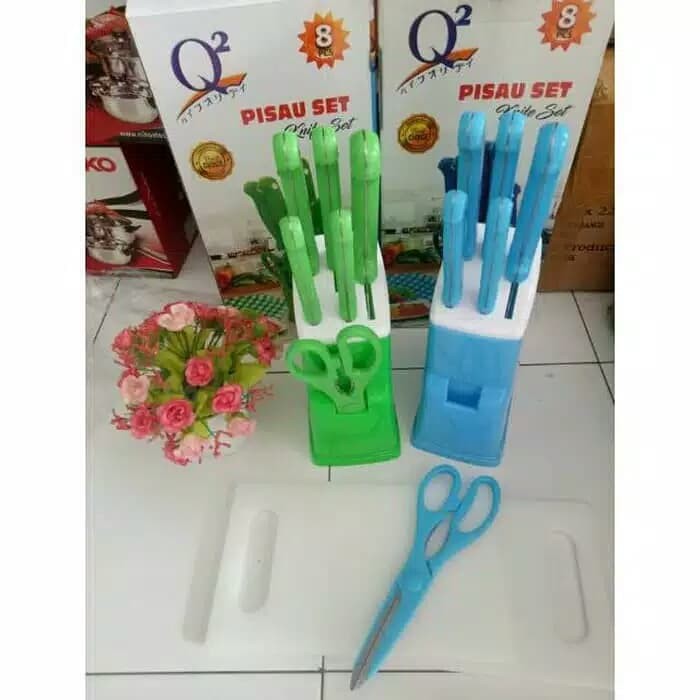 Pisau set box Q2 013P / knife set + telenan ori full set-original