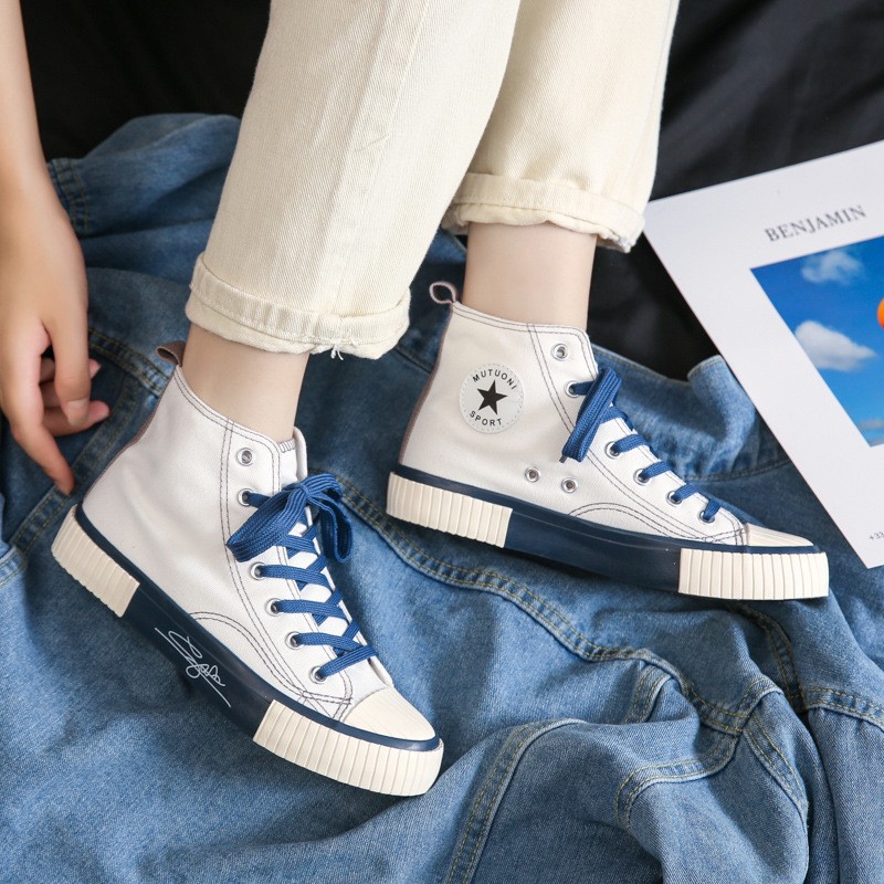 AVANCEID 1938 Sepatu Sneakers Boots Wanita Canvas Kerja Sekolah Hitam Import