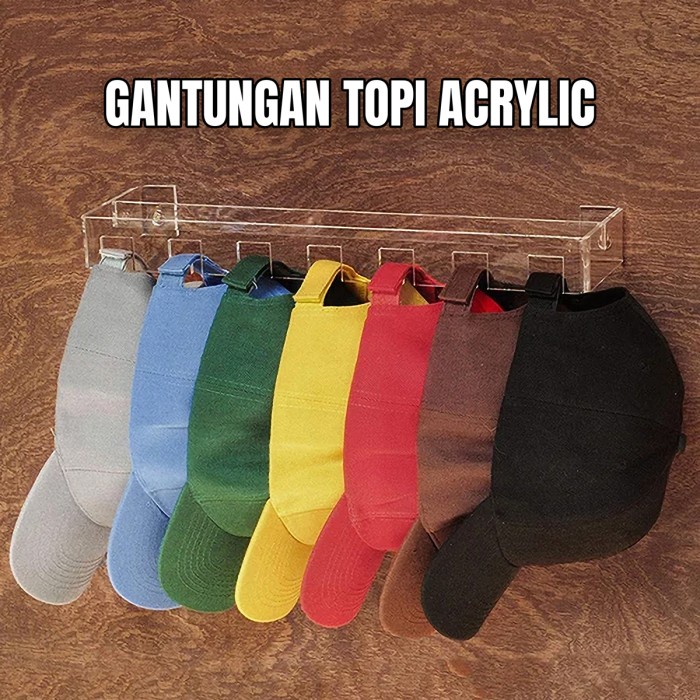 Rak Dinding Gantungan Topi Acrylic / Key Holder Akrilik Multifungsi