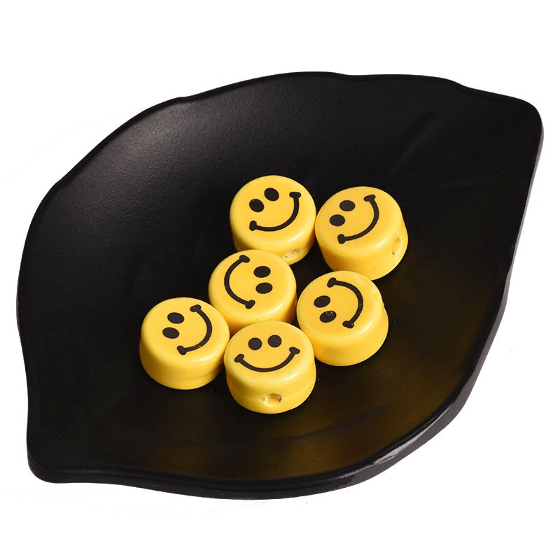 Cartoon Yellow Smiley Ceramic Beads DIY Handmade Beaded Necklace Bracelet Accessories