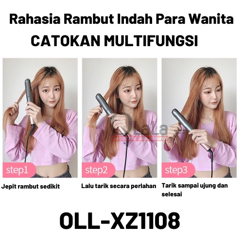 ALAT CATOKAN 2 IN 1 LURUS KERITING RAMBUT PROFESSIONAL HAIR CURL &amp; STRAIGHT OLL-XZ1108