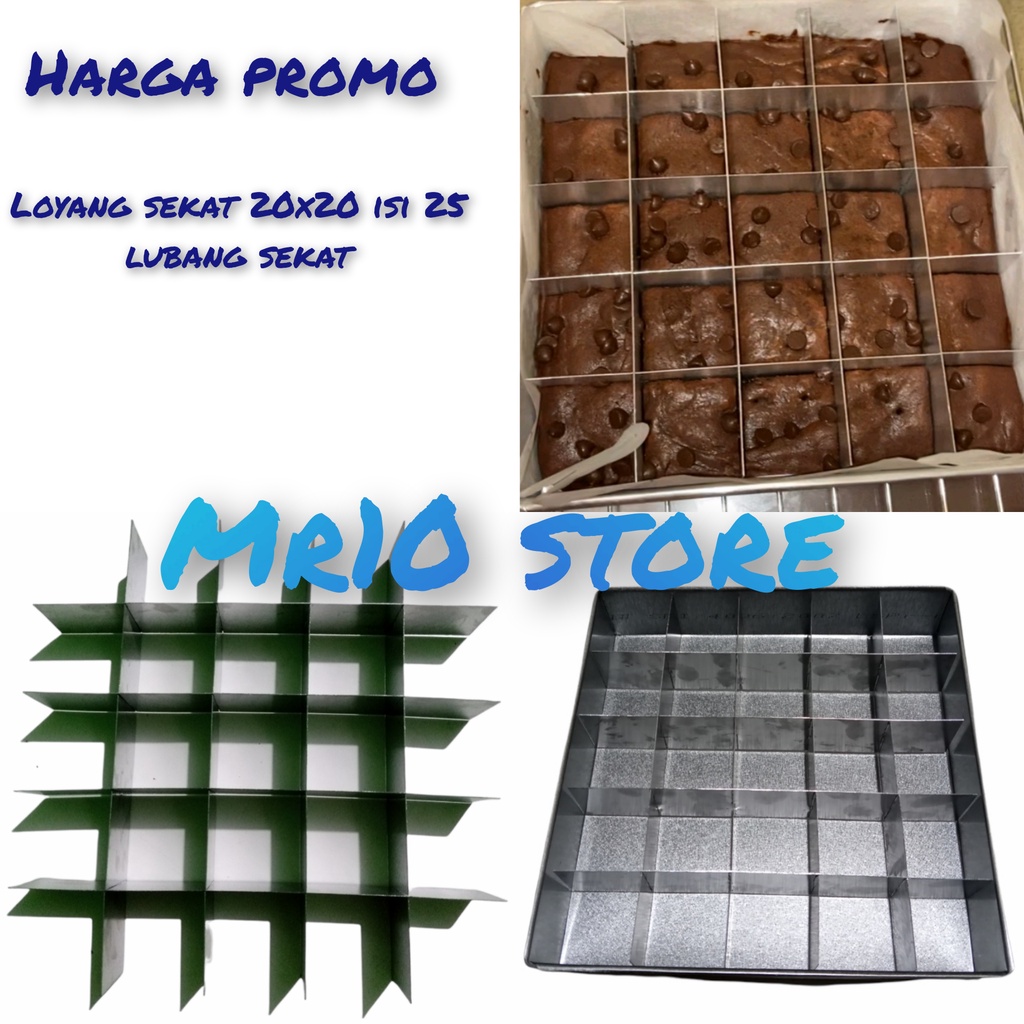 PROMO loyang sekat 20x20 25 lubang sekat/loyang sekat brownies/loyang brownies sekat