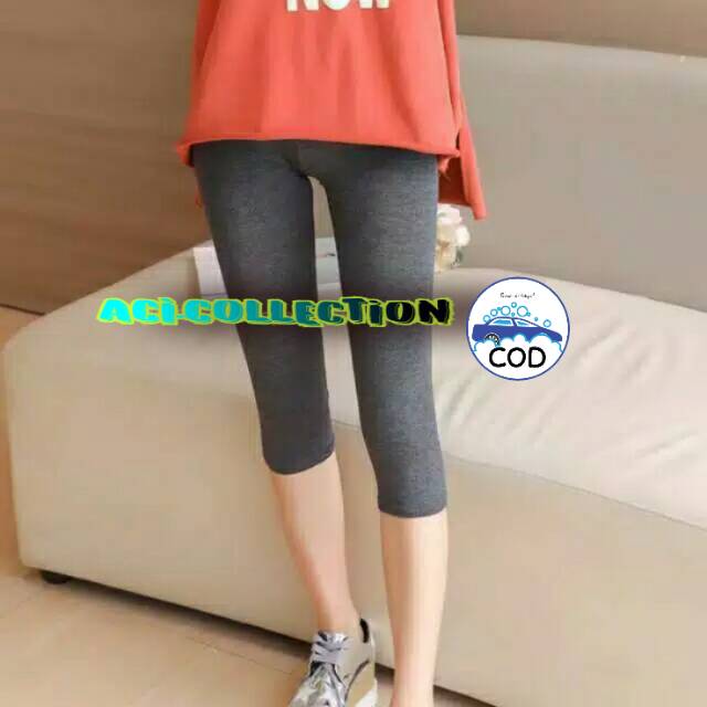 Legging Pendek 7/8 Rayon Kaos Standar &amp; Jumbo / Legging Sedengkul Kaos